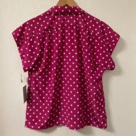 PRICE FIRM Vintage Deadstock Pink Polka Dot Blouse | Size 12, will fit M/L. - Picture 7 of 7